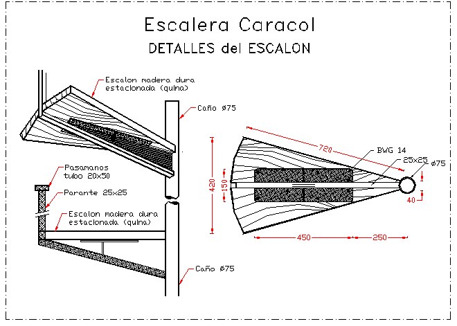 Spiral stairways construction details dwg file