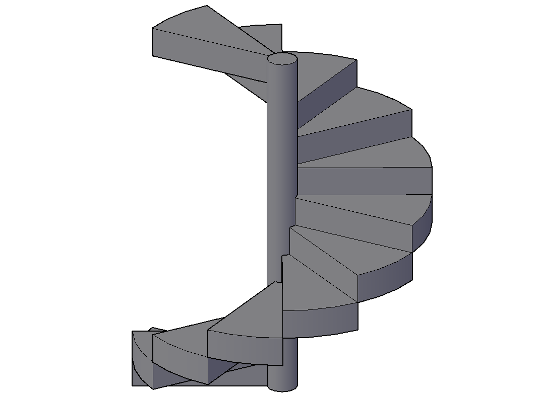 Spiral stairways of house 3d drawing details dwg file