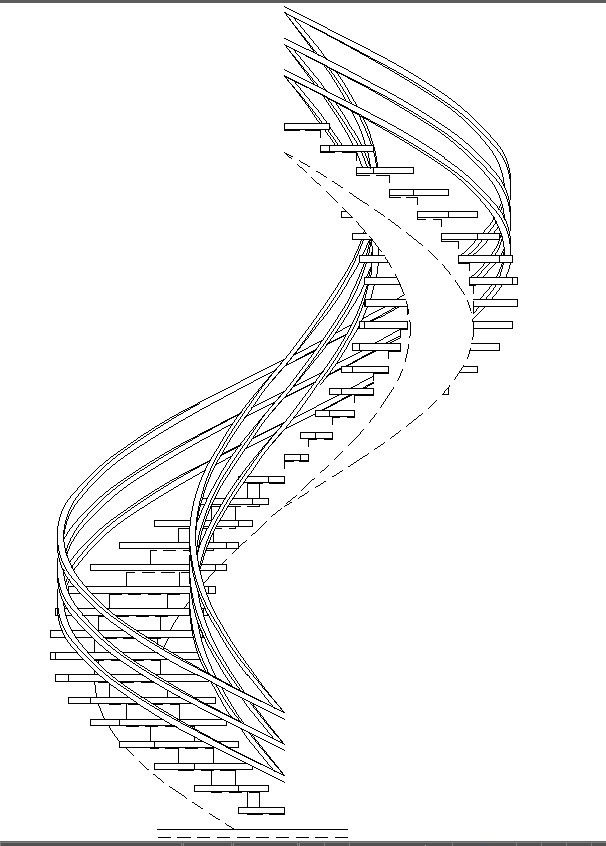 Spiral Staircase Elevation Detail CAD Drawing In AutoCAD DWG File