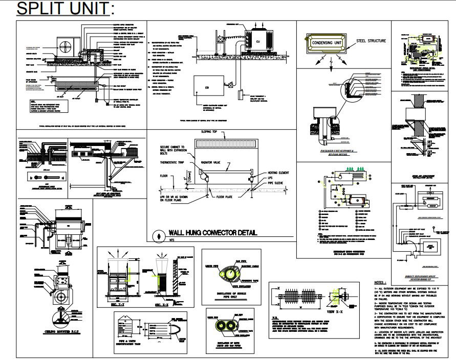 Split Unit Air Conditioner CAD Drawing File with Complete Layout