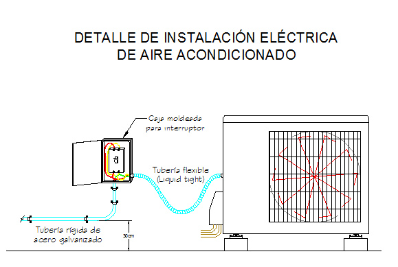 Split air condition installation details dwg file