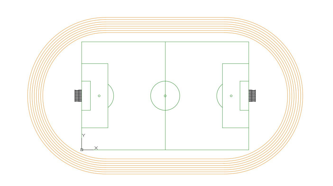 Sport Foot Ball Court Ground Design Plan AutoCAD Drawing Free Download