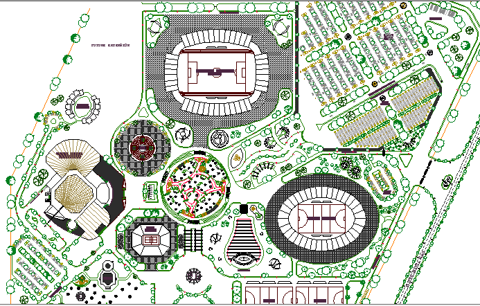 Sports Center Architecture Plan and Structure Details dwg file