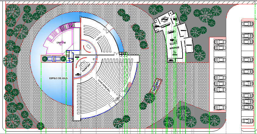 Sports Center of Paris Site Plan and Landscaping Details dwg file