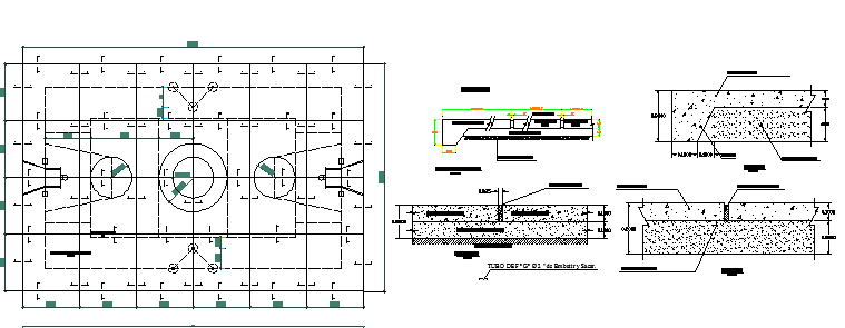 Sports Court Elevation and Section Plan dwg file