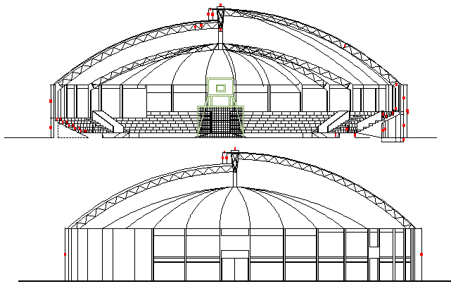 Sports Stadium Architecture Design and Elevation dwg file