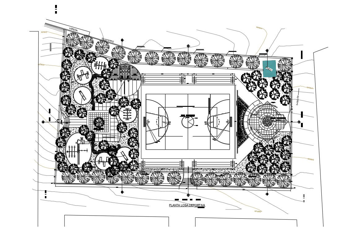Sports center general plan cad drawing details dwg file