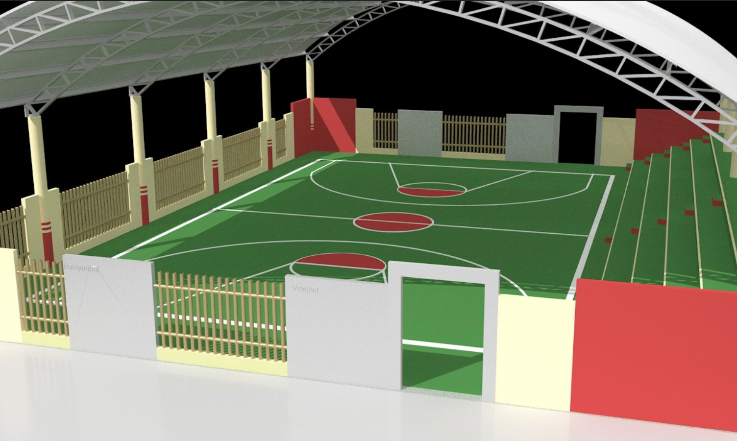 Sports ground 3d design cad drawing details dwg file