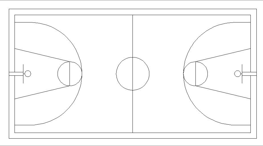 Sports ground top view elevation block cad drawing details dwg file