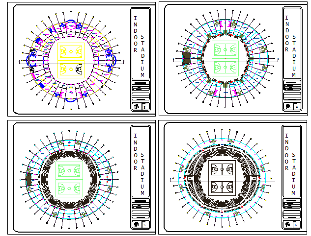 Sports stadium architecture project dwg file