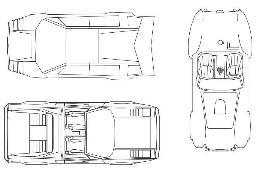 Sports Car Top View CAD Blocks Drawing DWG File