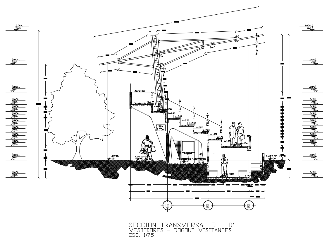Sports Stadium Section CAD Drawing Download DWG File