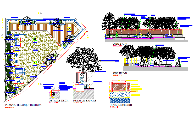 Square Corian public park architecture project details dwg file