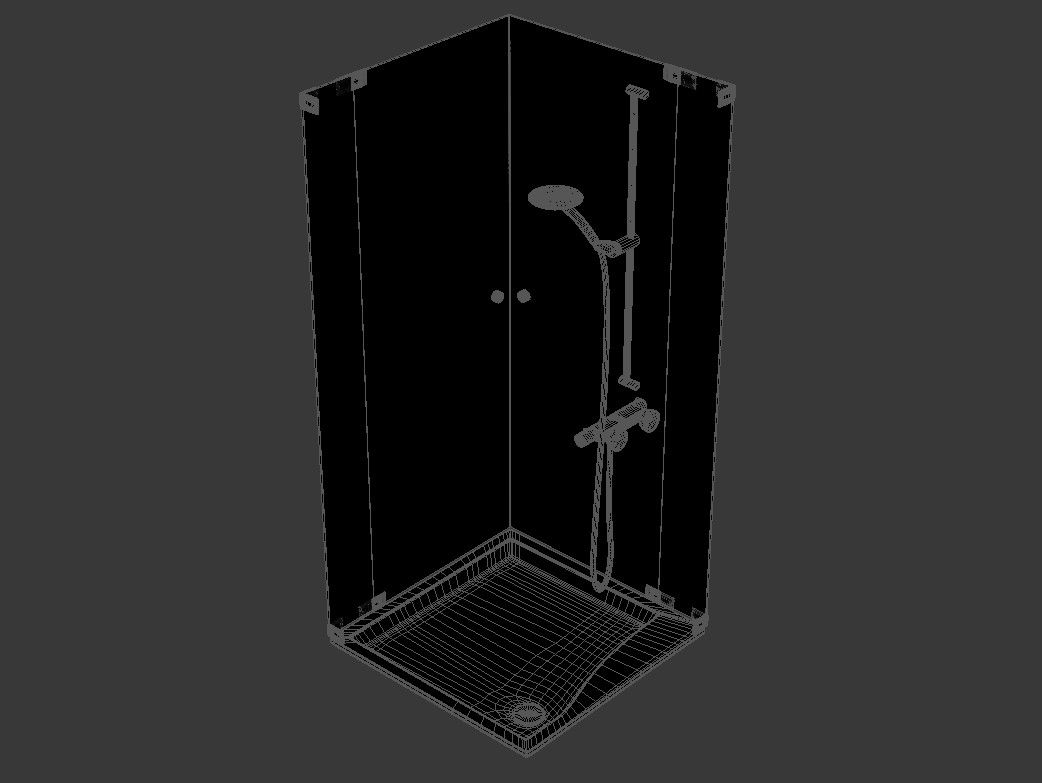 Square Shower Cubicle Design With Shower Panel 3D MAX File