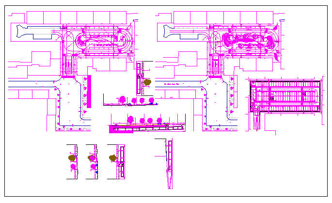 Square and under ground parking details of park dwg file