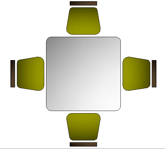 Square 3D Dining Table DWG Block for Interior Layouts