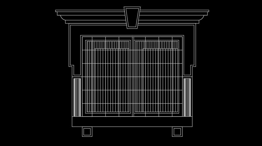 Square shape traditional window drawing