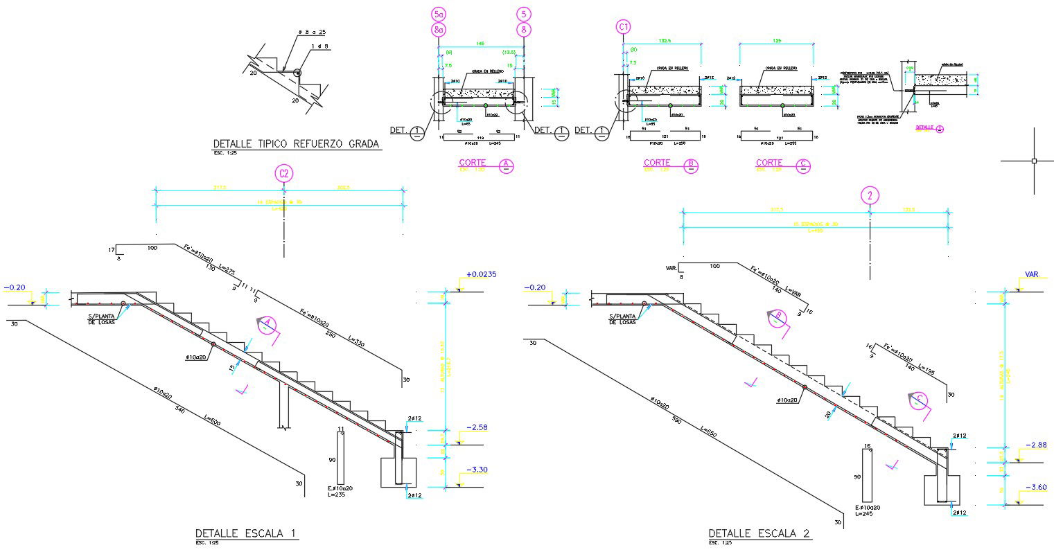 Stadium Stair Section Design and Details in AutoCAD DWG Files