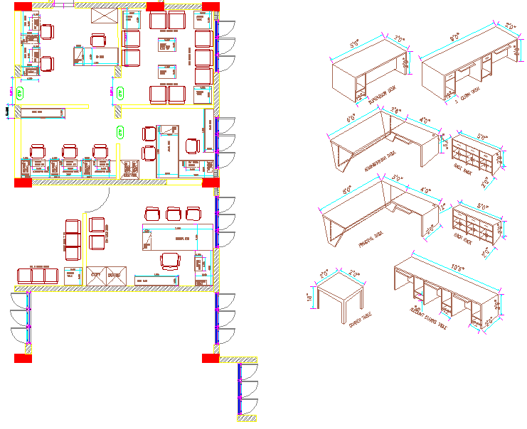Staff Room DWG CAD Layout Plan for Efficient School Space Planning