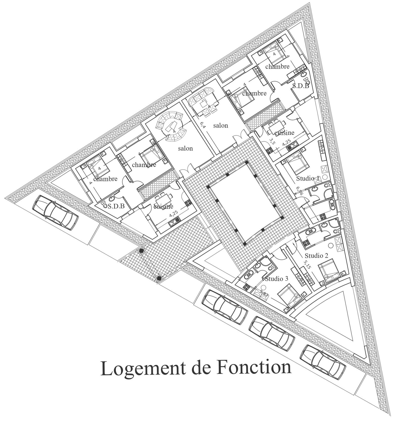 Staff housing design detail plan in scale DWG autoCAD drawing