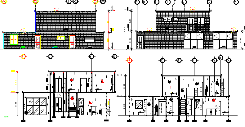 Stage House Architecture Elevation and Section dwg file