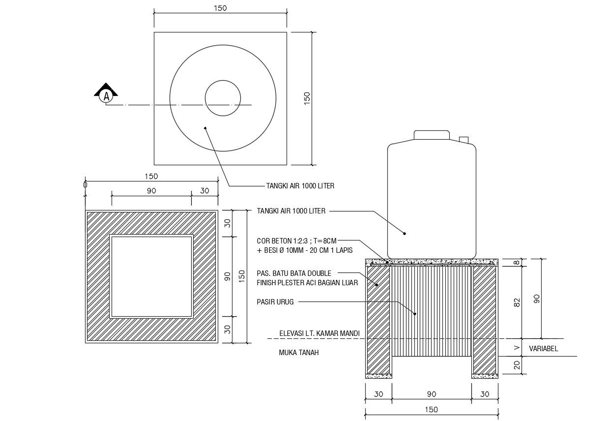 Stainless Steel Water Storage Tank Design AutoCAD Drawing Download