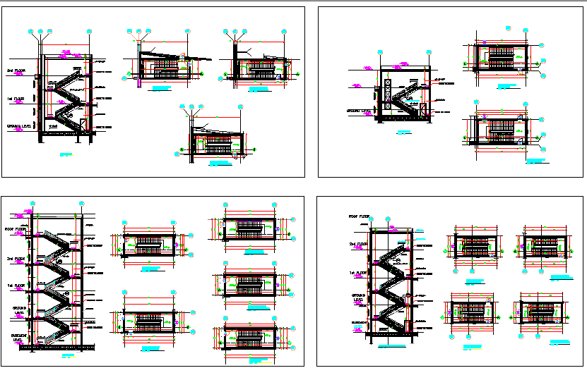Stair Case Elevation of Building dwg file