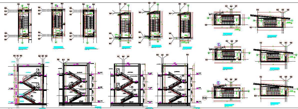 Stair Cases of Flat Elevation dwg file