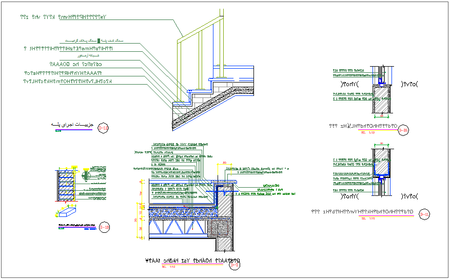 Stair and wall construction detail for apartment dwg file