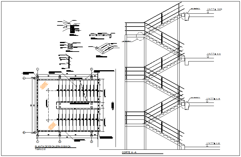 Stair detail information view dwg file