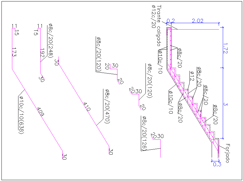 Stair detail section view dwg file