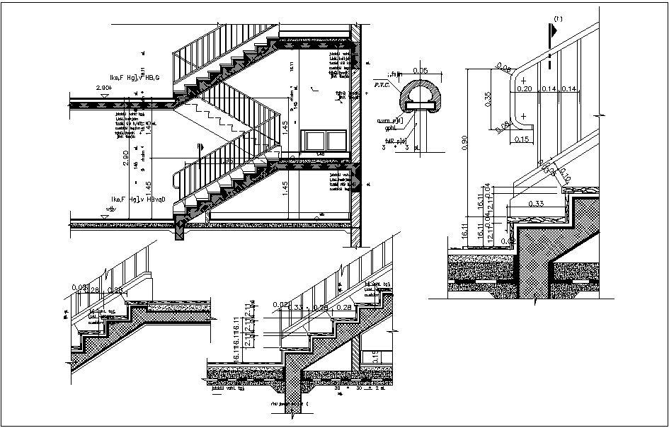 Stair detail view dwg file