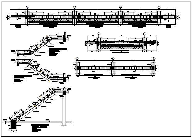Stair elevation & section plan, longitude plan section detail dwg file