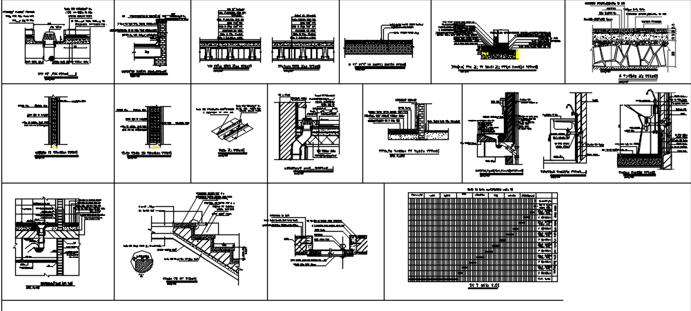 Stair elevation plan and section plan detail dwg file