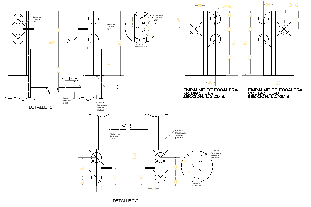 Stair junction section plan autocad file