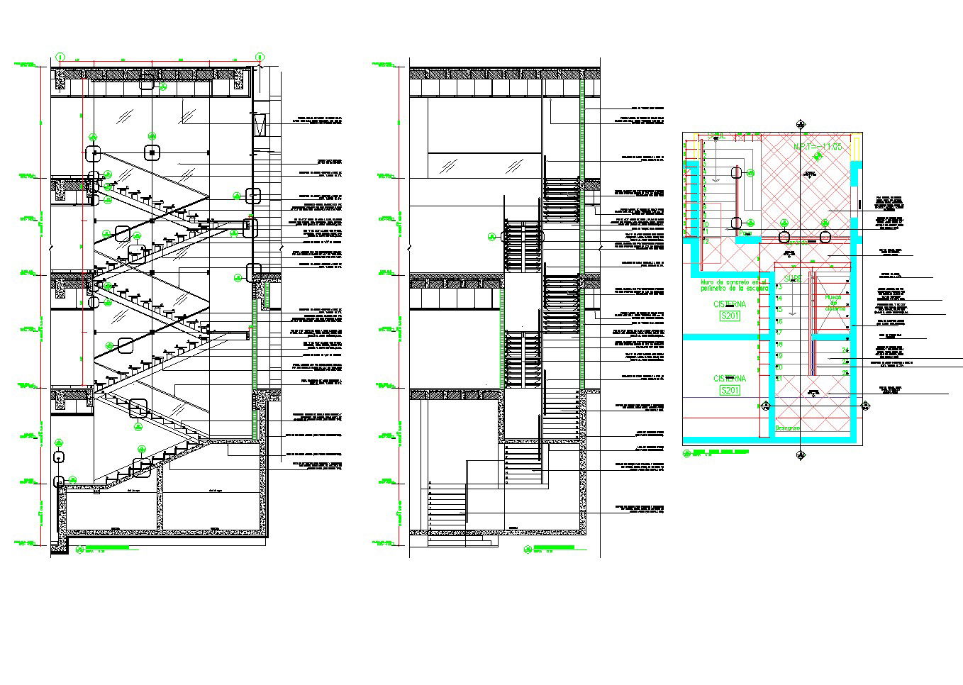 Stair plan, elevation and section layout file