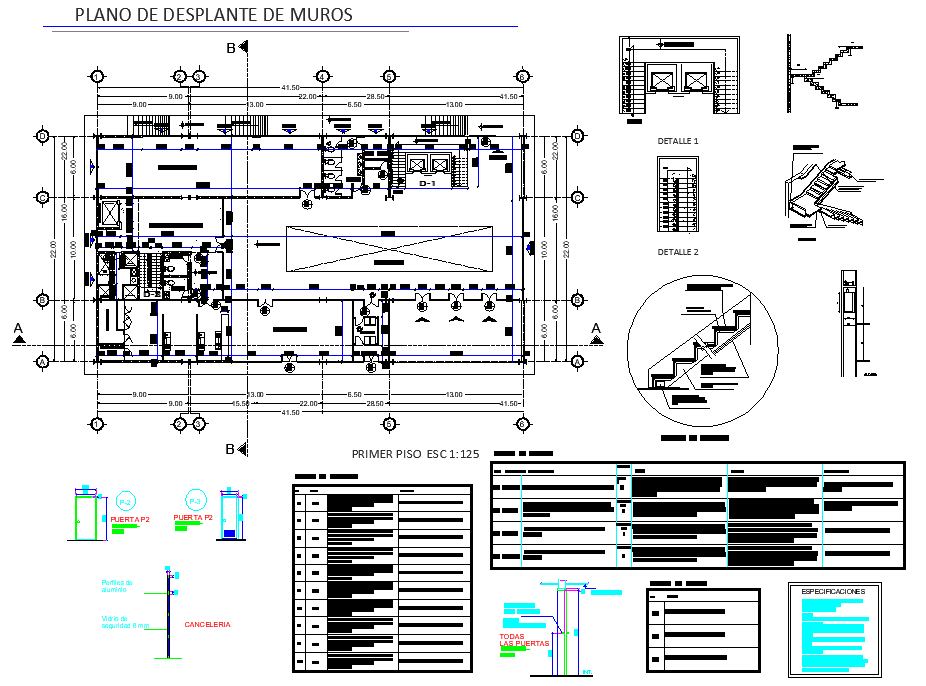 Stair plan and section detail dwg file
