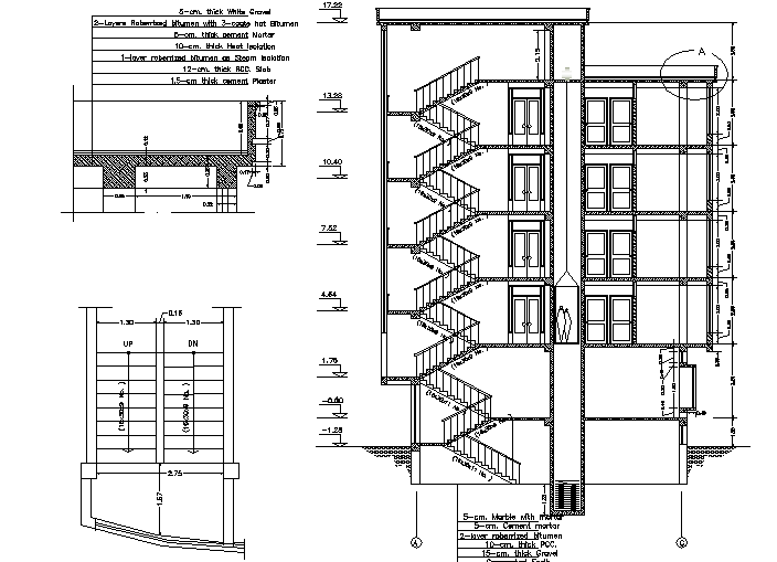 Stair plan and section detail dwg file