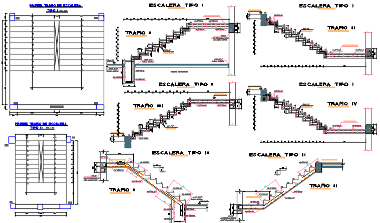 Stair plan and section detail dwg file