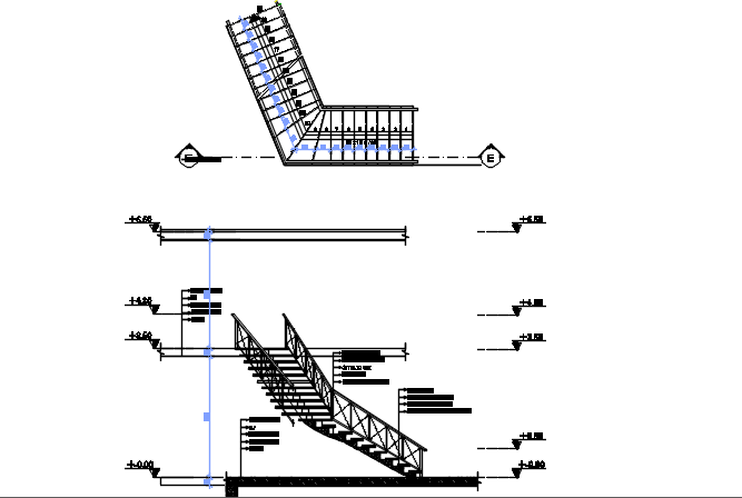 Stair plan and section detail dwg file