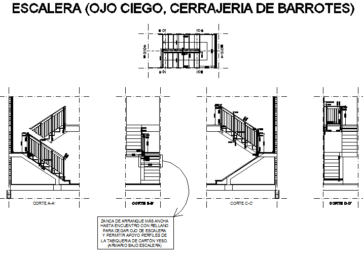 Stair plan and section detail dwg file