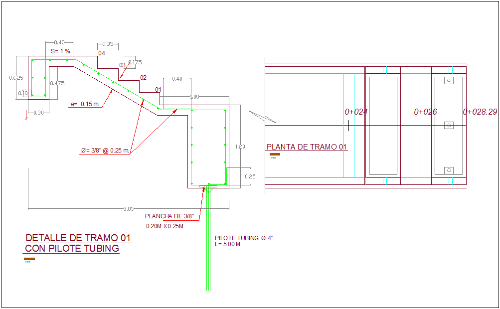 Stair section and elevation view detail dwg file