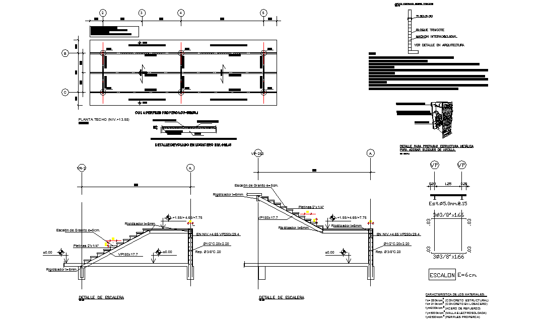 Stair section detail and plan working detail dwg file