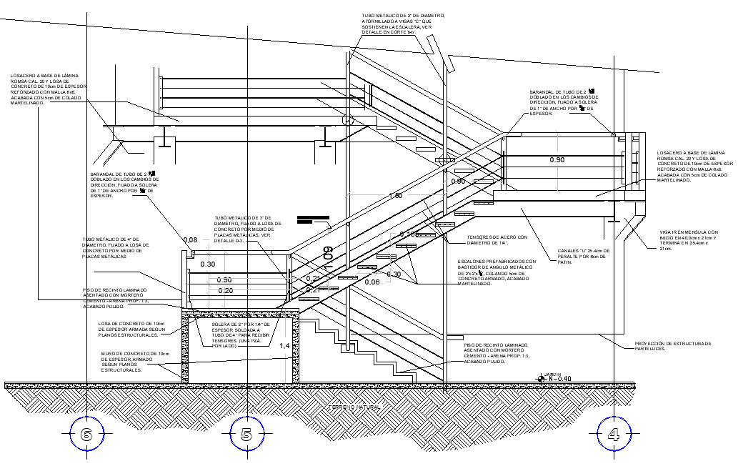 Stair section detail dwg file