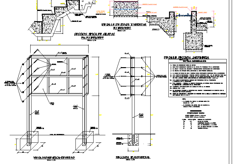 Stair section plan and wall elevation plan detail dwg file