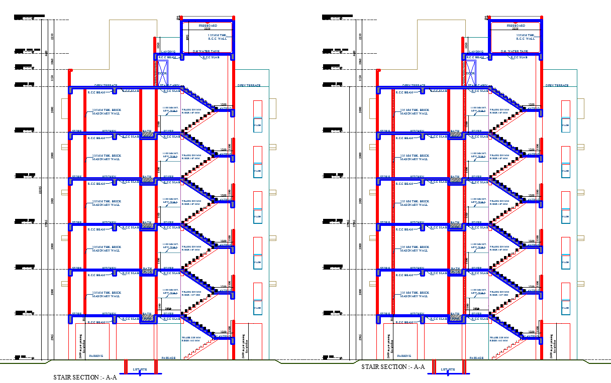 Stair section plan autocad file