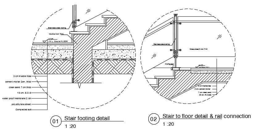 Stair Footing And Floor Construction Design AutoCAD File