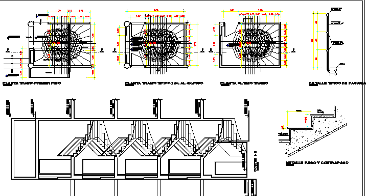 Staircase Construction Details of Building Elevation dwg file