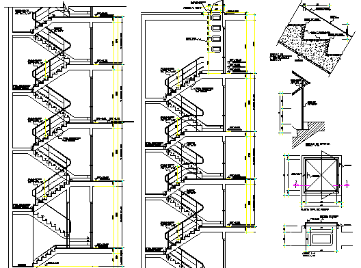 Staircase Construction Details of Building dwg file