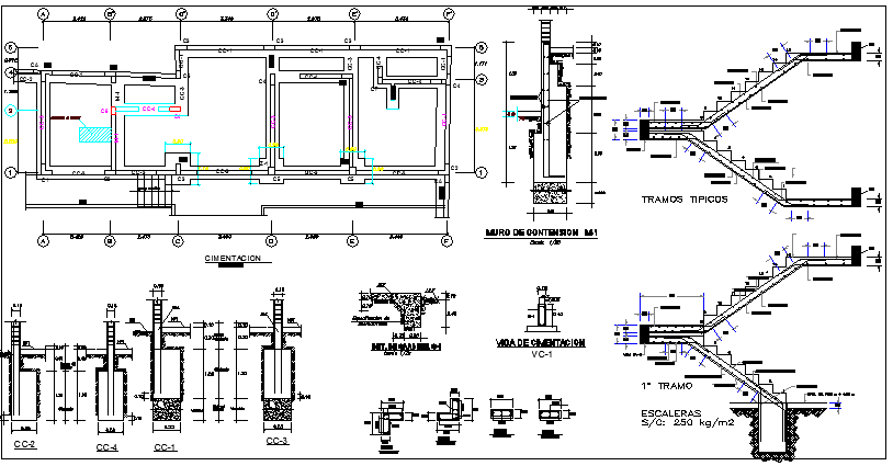 Staircase Construction and Elevation of House Design dwg file